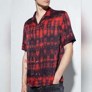 All Saints Black and Red Tie-Dye Men's Shirt